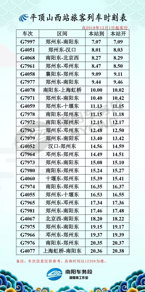平顶山最新列车时刻表详解